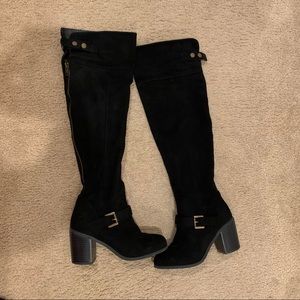 Black Faux Suede Over the Knee Boots